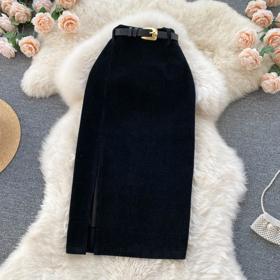 Split A-line Mid Skirt - Veira Trending Shop