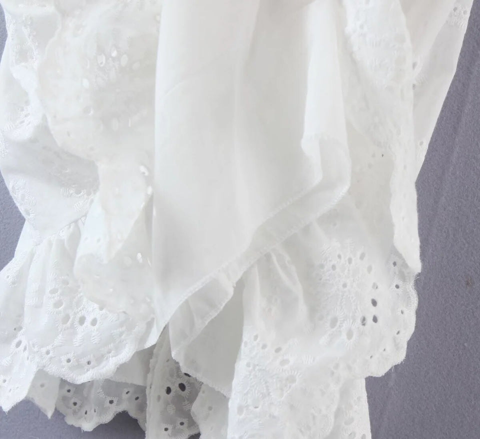Puff Sleeve White Lace Dress