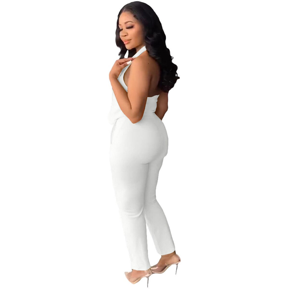 Halter Neck Top 2Pcs Pants Set
