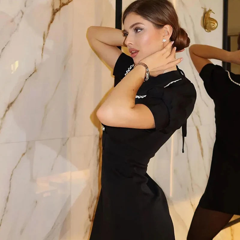 Elegant Doll Collar Slim Mini Dress
