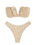Ruffle Ribbed High Cut Bikini