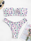 Ruffle Ribbed High Cut Bikini