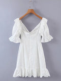 Puff Sleeve White Lace Dress
