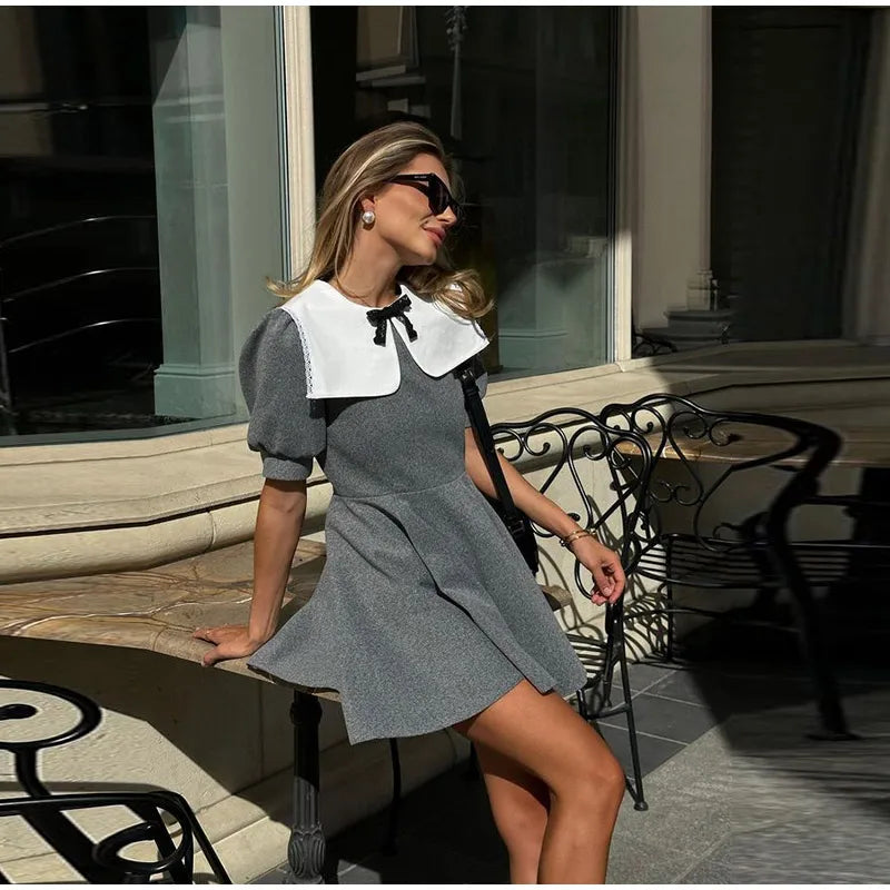 Elegant Doll Collar Slim Mini Dress
