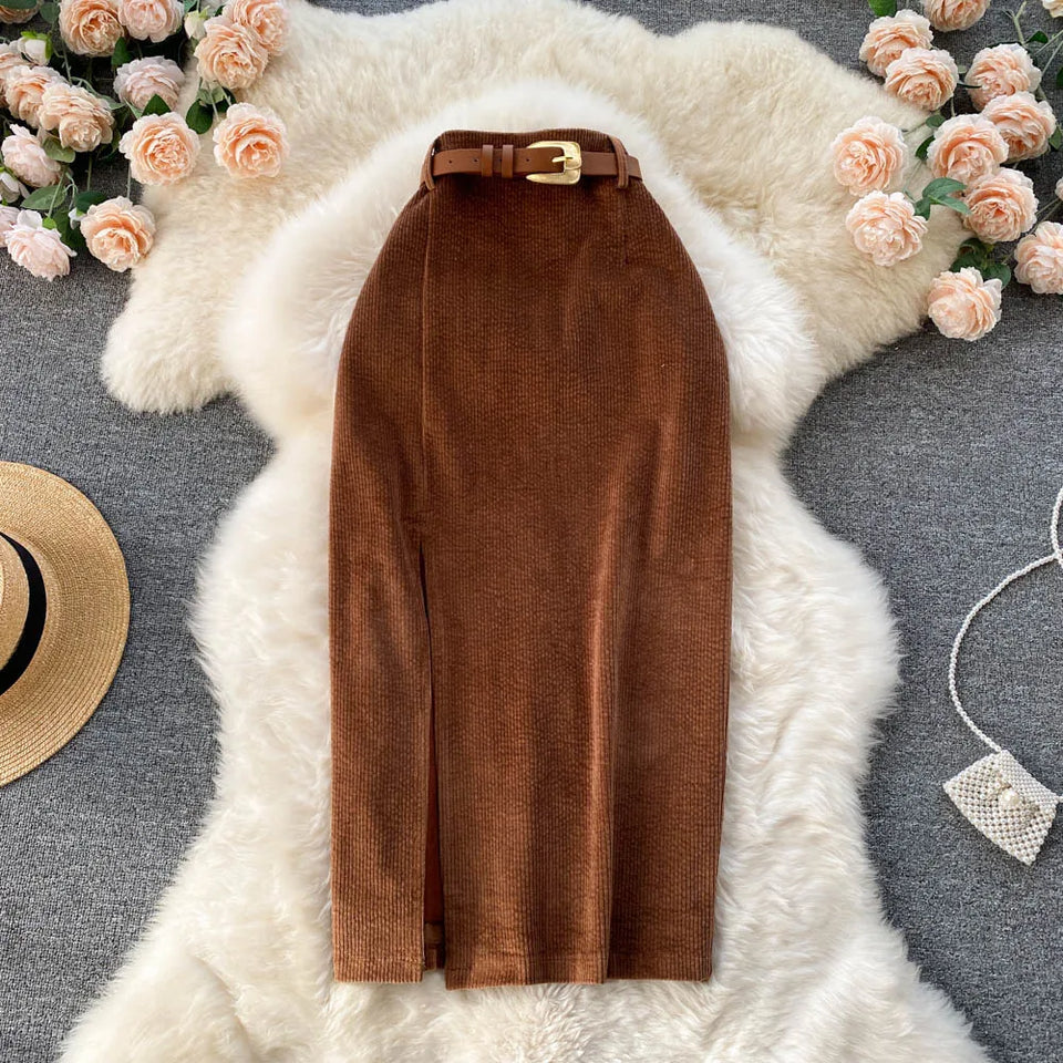 Split A-line Mid Skirt - Veira Trending Shop