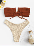 Ruffle Ribbed High Cut Bikini