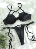 Pleated Shiny Bikini Set