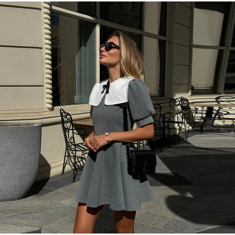 Elegant Doll Collar Slim Mini Dress