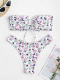 Ruffle Ribbed High Cut Bikini
