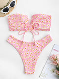 Ruffle Ribbed High Cut Bikini