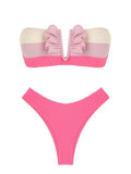 Ruffle Ribbed High Cut Bikini