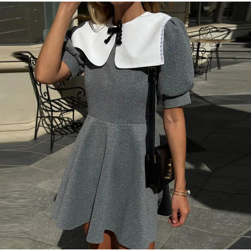 Elegant Doll Collar Slim Mini Dress