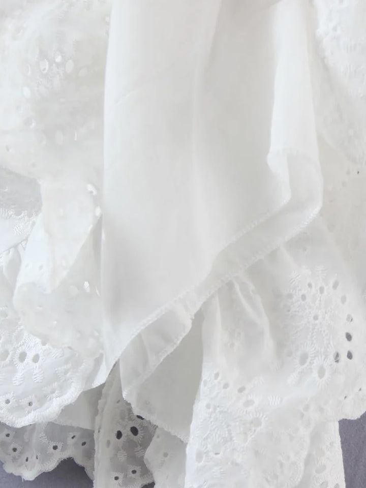 Puff Sleeve White Lace Dress