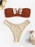 Ruffle Ribbed High Cut Bikini