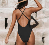 V-Wire Cross Back One-piece Swimsuit