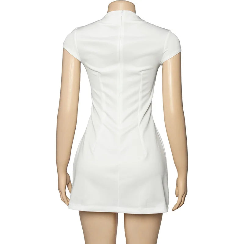Slim Solid Pockets Mini Dress