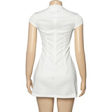 Slim Solid Pockets Mini Dress