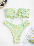 Ruffle Ribbed High Cut Bikini