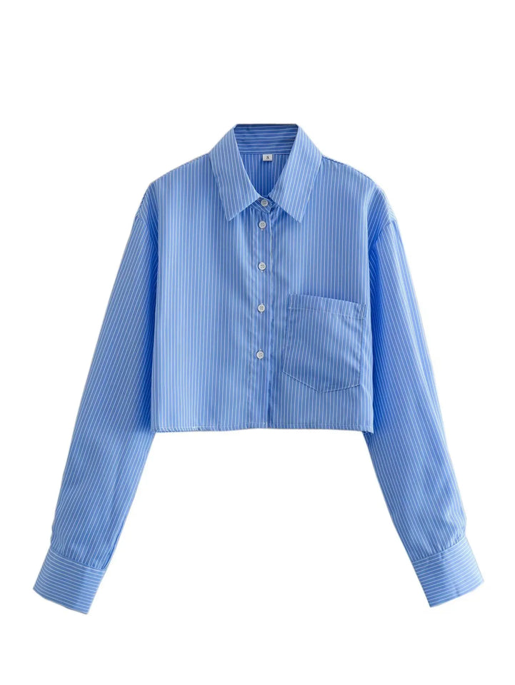 Striped Print Loose Shirt - Veira Trending Shop