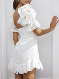 Puff Sleeve White Lace Dress