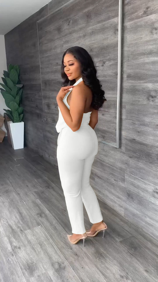 Halter Neck Top 2Pcs Pants Set