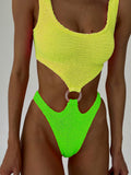 One Piece Textured Swimsuit - Veira Trending Shop