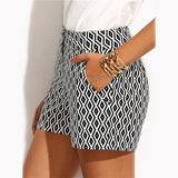 Black and White Mid Waist Shorts - Veira Trending Shop