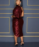 Sequined Draped Midi Dress - Veira Trending Shop