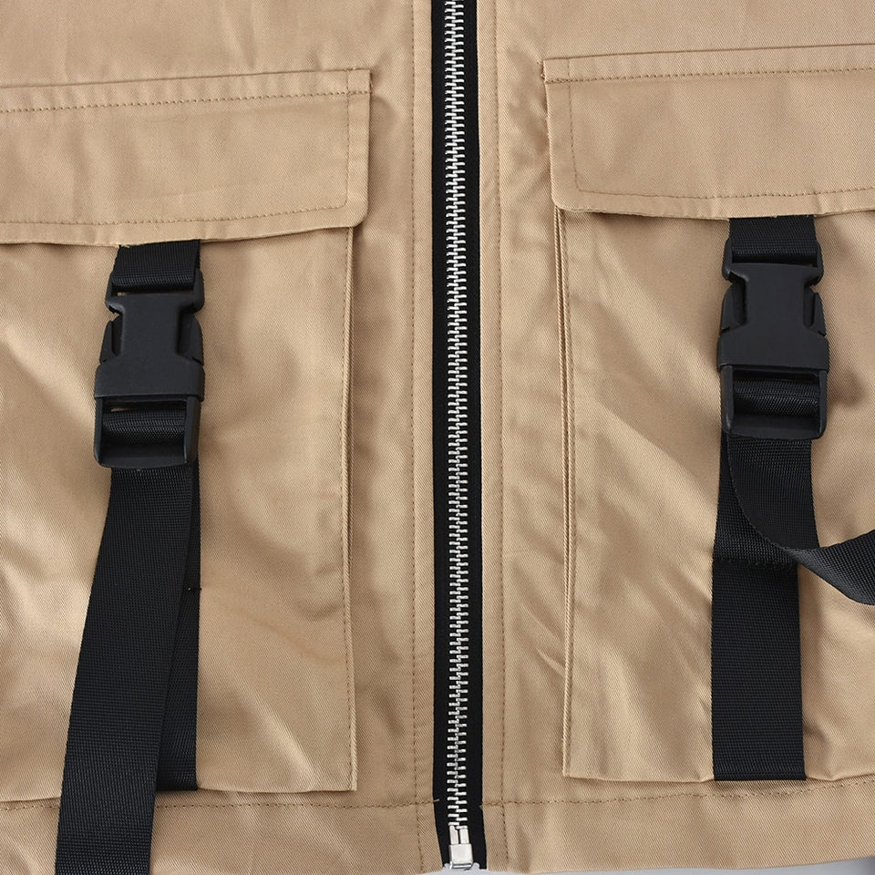 Pockets Buckle Sexy Cropped Vest - Veira Trending Shop
