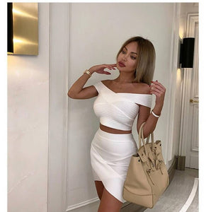 Off Shoulder 2 Pieces Bandage Set - Veira Trending Shop