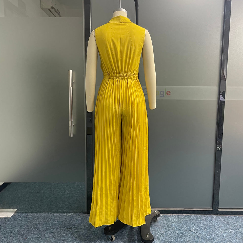 Pleated Lace Up Jumpsuit