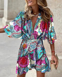 V-Neck Ruffled Mini Dress