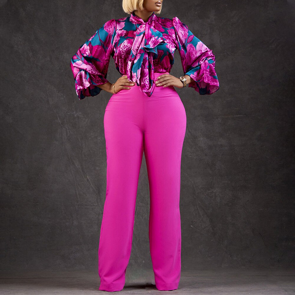 Flower Print  2pcs Pants Set