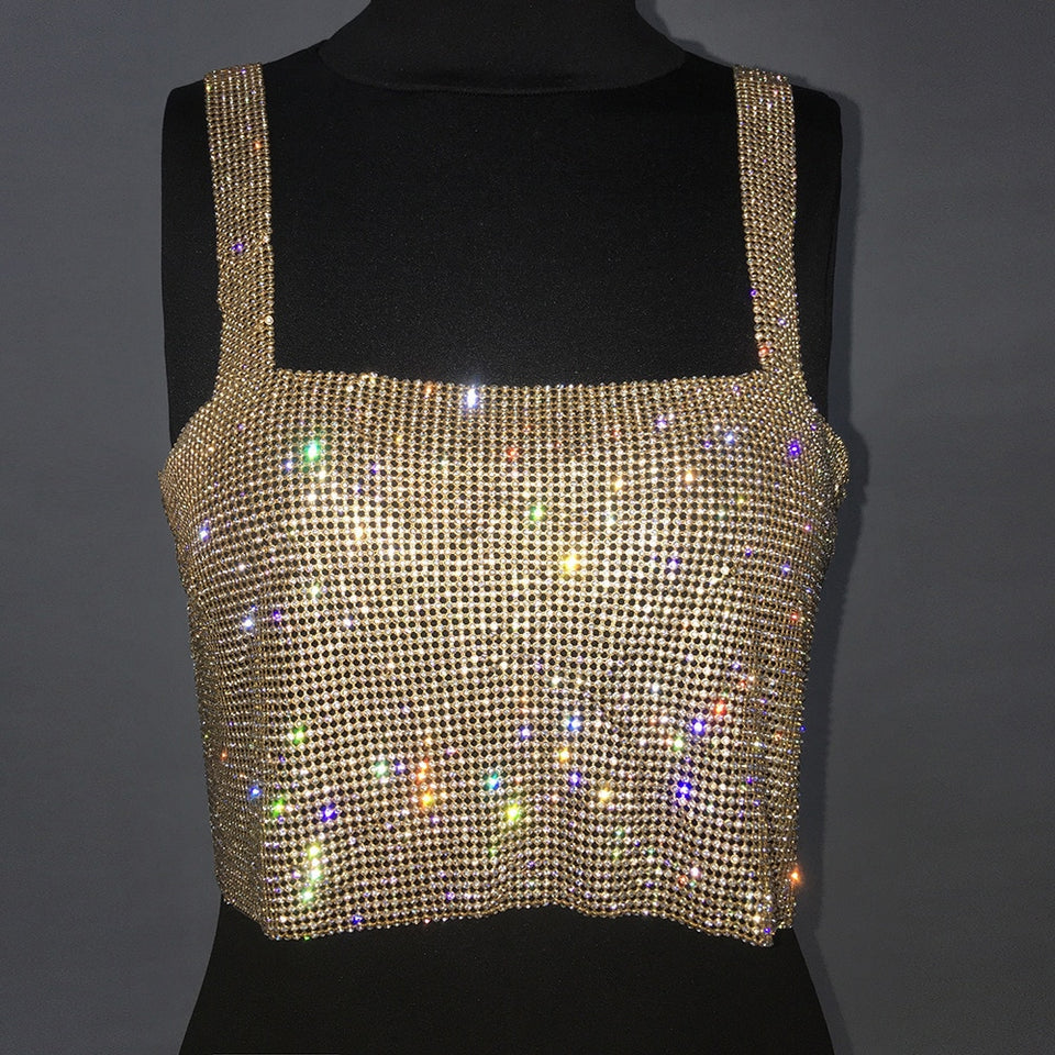 Bling Rhinestones Party Crop Top - Veira Trending Shop