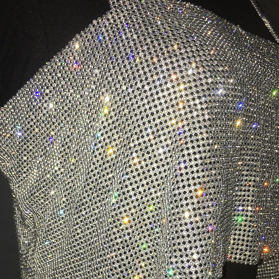 Bling Rhinestones Party Crop Top - Veira Trending Shop