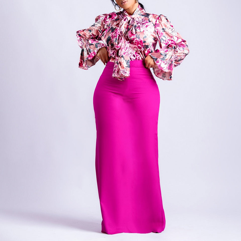 Flower Print  2pcs Pants Set