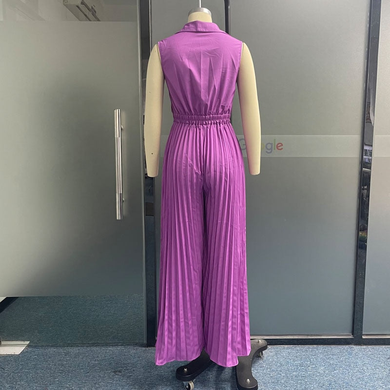 Pleated Lace Up Jumpsuit