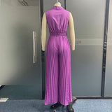 Pleated Lace Up Jumpsuit