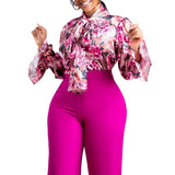 Flower Print  2pcs Pants Set
