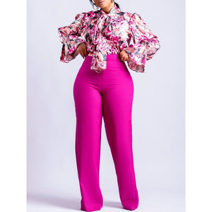 Flower Print  2pcs Pants Set