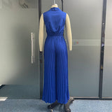 Pleated Lace Up Jumpsuit