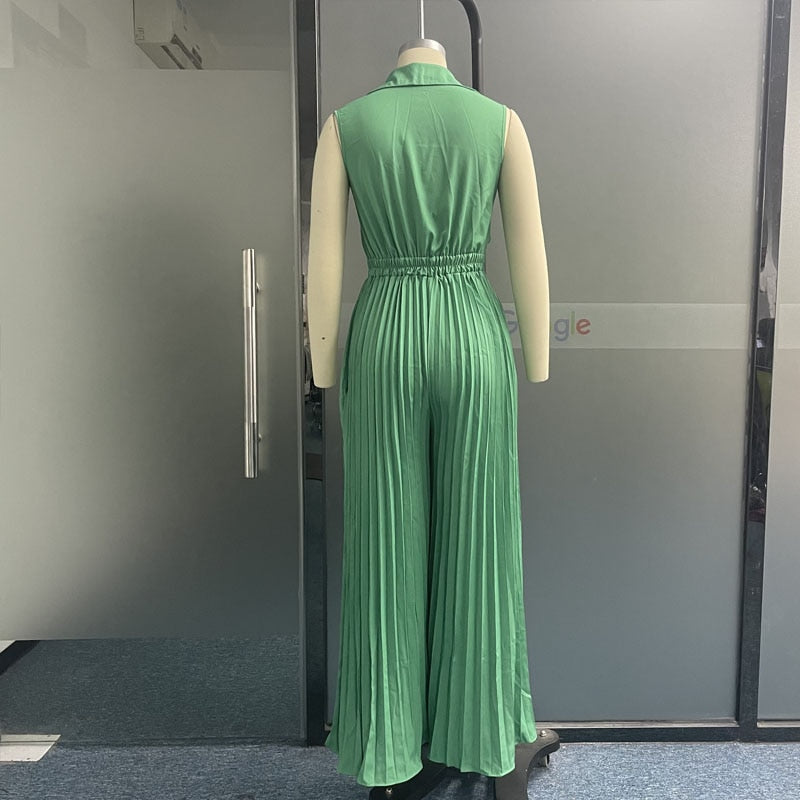 Pleated Lace Up Jumpsuit