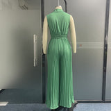Pleated Lace Up Jumpsuit