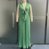 Pleated Lace Up Jumpsuit