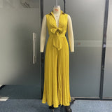 Pleated Lace Up Jumpsuit