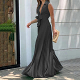 Pleated Lace Up Jumpsuit
