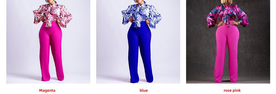 Flower Print  2pcs Pants Set