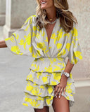 V-Neck Ruffled Mini Dress