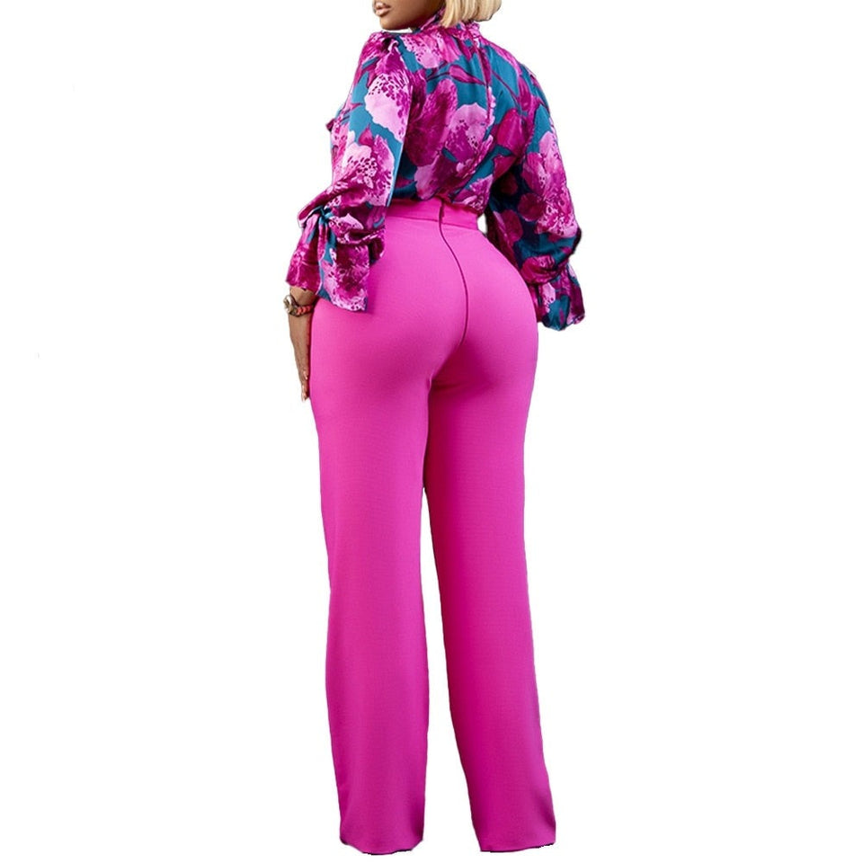Flower Print  2pcs Pants Set