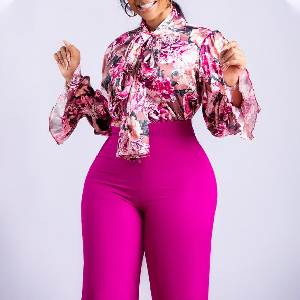 Flower Print  2pcs Pants Set